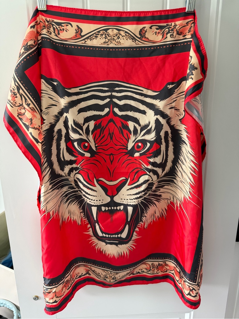 Red and Black Tiger Print Scarf
